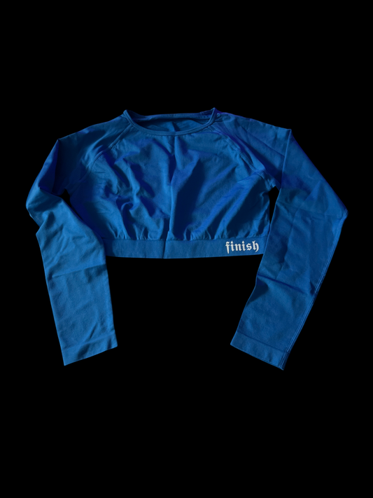 BLUE CROPPED WORKOUT SHIRT